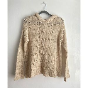 Cream Knit Sweater with Hood
